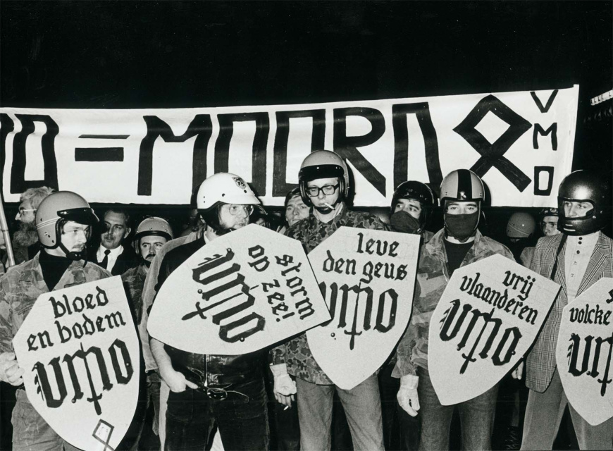Manifestatie van de Vlaamse Militanten Organisatie (VMO) in Leuven, 1975. Foto Studio Dann. (ADVN, VBA766/87)