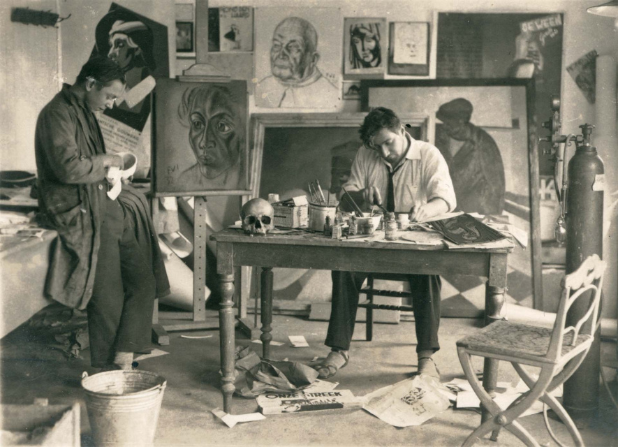 Frans Van Immerseel aan het werk in zijn atelier in de Abdij van Averbode, s.d. (ADVN, VFA11752)