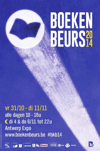 Affiche ter promotie van de Boekenbeurs in Antwerpen, 31 oktober tot 11 november 2014. (Boek.be)