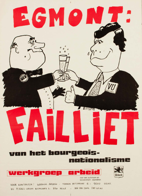 Affiche uitgegeven door de Werkgroep Arbeid tegen het Egmontpact, 1977. (ADVN, VAFA1566)