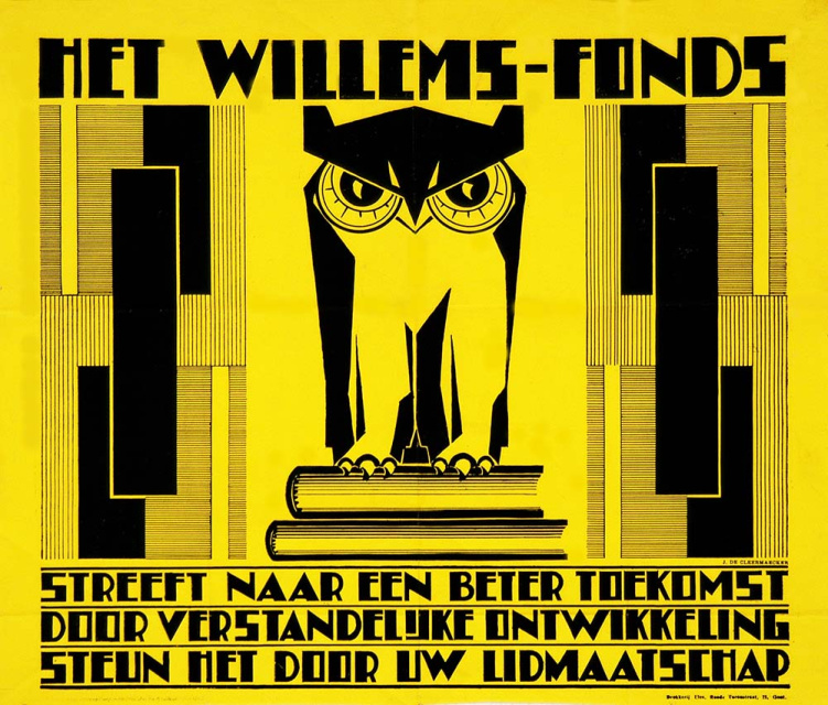 De uil, het embleem van het Willemsfonds. Affiche naar aanleiding van een ledenwerving, 1933. (Liberas)