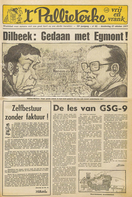 Voorpagina van 't Pallieterke, 27 oktober 1977. (ADVN, VY900002)