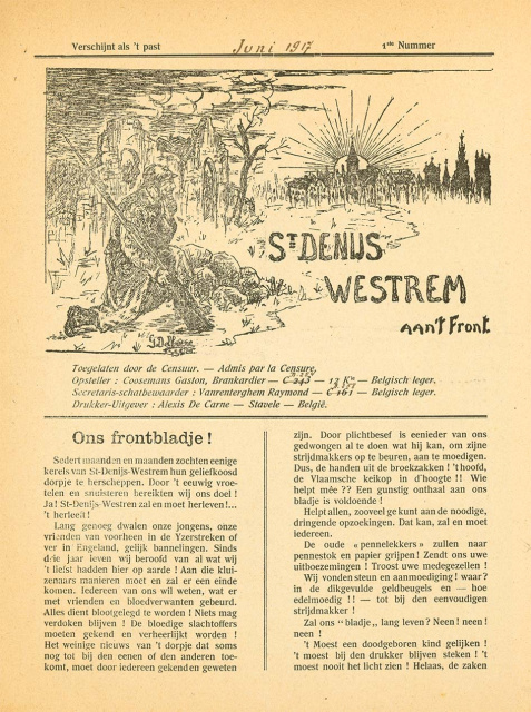 Omslag van Sint-Denijs Westrem aan't front, juni 1917.
