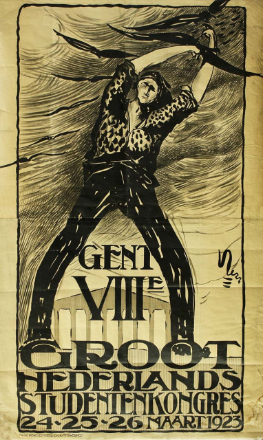 Deelnemers aan het dertiende Groot-Nederlandse Studentencongres in Leuven, 1928. (ADVN, VFB874)