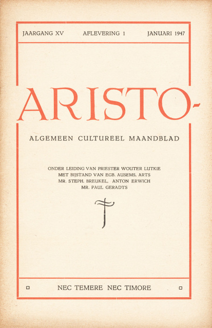 Omslag van Aristo, jg. 15, 1947, nr. 1. (ADVN, VY1439)