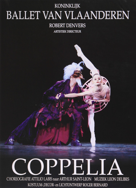Affiche ter promotie van de balletvoorstelling Coppelia, opgevoerd door het Koninklijk Ballet van Vlaanderen naar aanleiding van het 75-jarig bestaan van VOS, 1992. (ADVN, VAFB462)