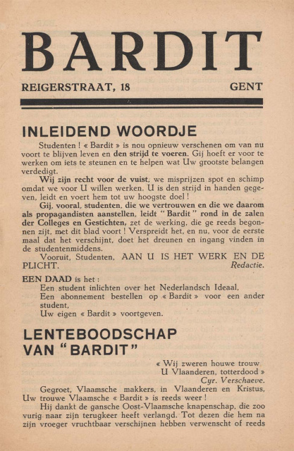 Omslag van Bardit, jg. 1, 1932, nr. 1. (ADVN, SPE118)