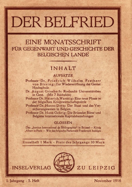Omslag van Der Belfried, jg. 1, november 1916, nr. 5. (ADVN, VY1389)