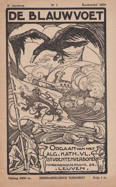 Omslag van De Blauwvoet, Kerstmisnummer 1924. Tekening Jos Speybrouck. (ADVN, VY1967)