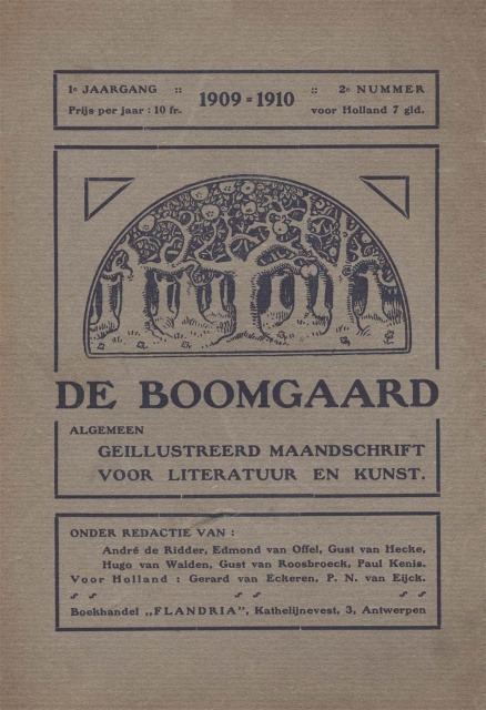 Omslag van De Boomgaard, jg. 1, 1909-1910, nr. 2. (ADVN, SPE3421)