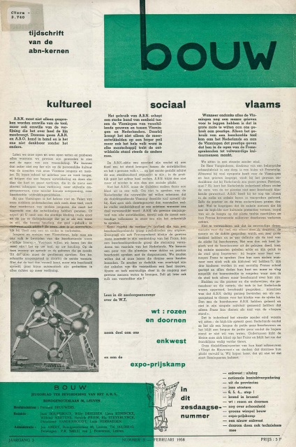 Omslag van Bouw, jg. 3, februari 1958, nr. 3. (ADVN, VY900000103)
