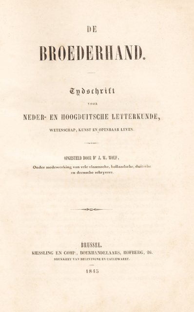 Omslag van De Broederhand, 1845. (ADVN, VY1743)