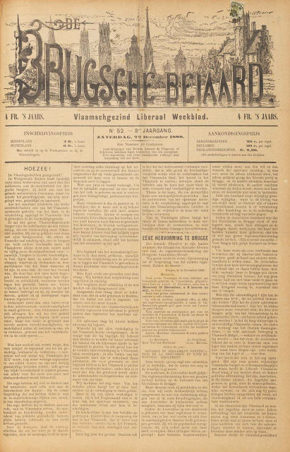 Omslag van Brugsche Beiaard, jg. 8, 1888, nr. 52. (Universiteitsbibliotheek Gent)