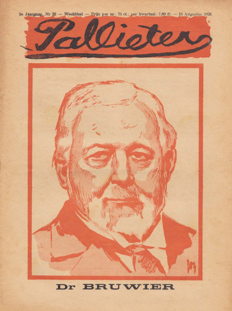 Aloïs Bruwier op de omslag van Pallieter, 15 augustus 1926. Tekening Jos de Swerts. (ADVN, VY400)