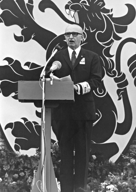 Toespraak van Seppe Coene namens het IJzerbedevaartcomité op de 45ste IJzerbedevaart, 1972. (ADVN, VFFY15/134)