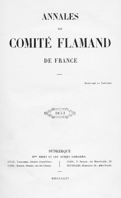 Omslag van Annales du Comité; Flamand de France, 1853. (ADVN, VB7959)