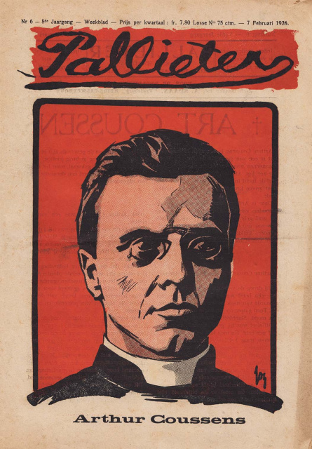 Arthur Coussens op de omslag van Pallieter, 7 februari 1926. Ontwerp Jos de Swerts. (ADVN, VY400)
