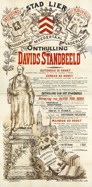 Aankondiging van de inhuldiging van het standbeeld van Jan-Baptist David, oprichter van het Davidsfonds, 1897. (KADOC, kcd000166)