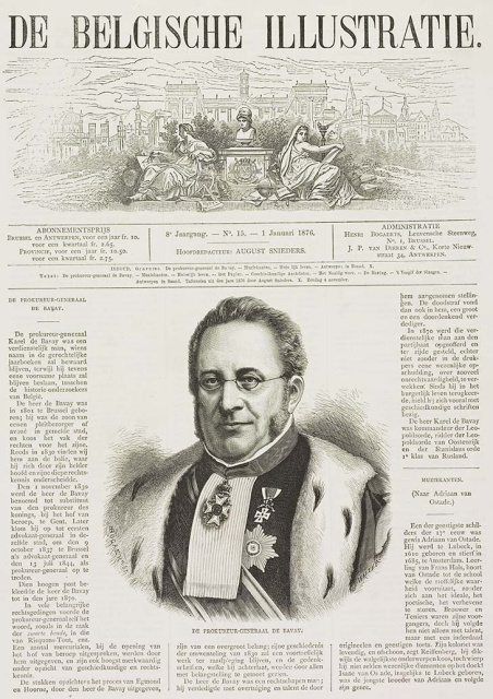 Charles de Bavay op de voorpagina van De Belgische Illustratie, 1 januari 1876. (KADOC, 12632VIEW)