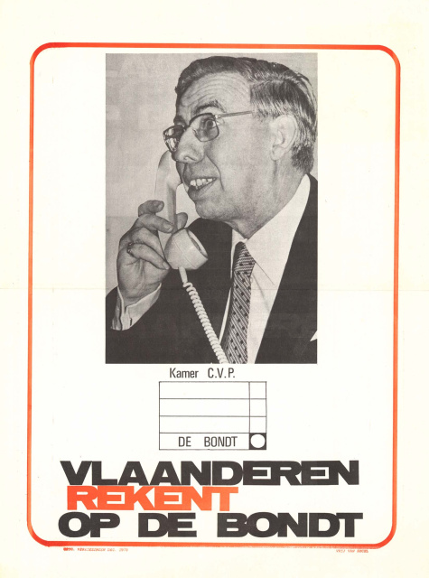 Verkiezingsaffiche van Ferdinand de Bondt voor de parlementsverkiezingen van 17 december 1978. (KADOC, kca004746)