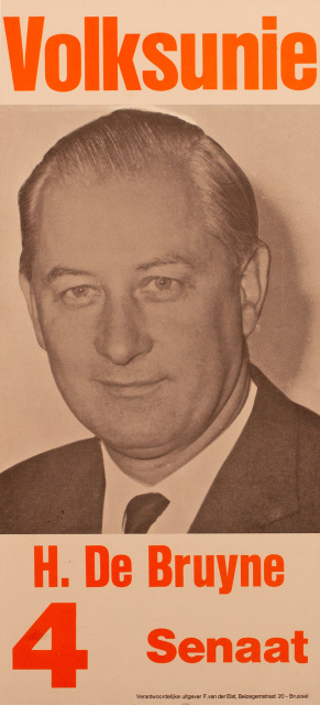 Verkiezingsaffiche van Hector de Bruyne voor de parlementsverkiezingen van 1977. (ADVN, VAFA37)