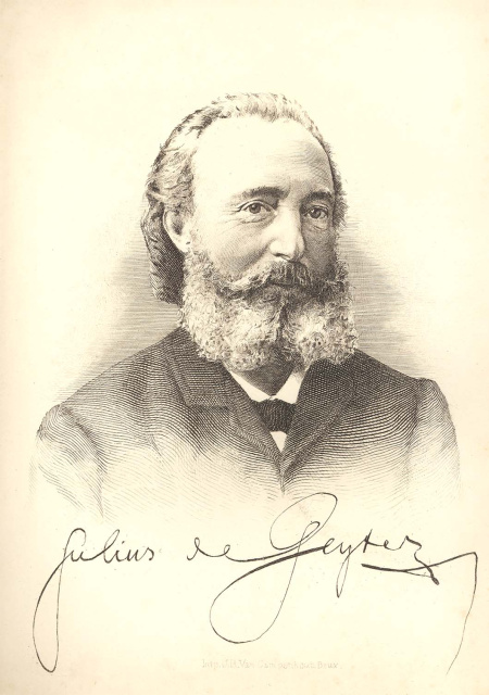 Portret van Julius de Geyter, uit: Gentse studentenalmanak, 1897, uitgegeven door het Taalminnend Studentengenootschap 't Zal wel gaan. (Liberas)