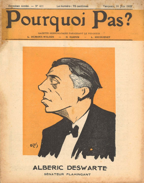 Karikatuur van Alberic Deswarte op de omslag van [i]Pourquoi Pas?[/i], 16 juni 1922. (Amsab-ISG, pr001498)