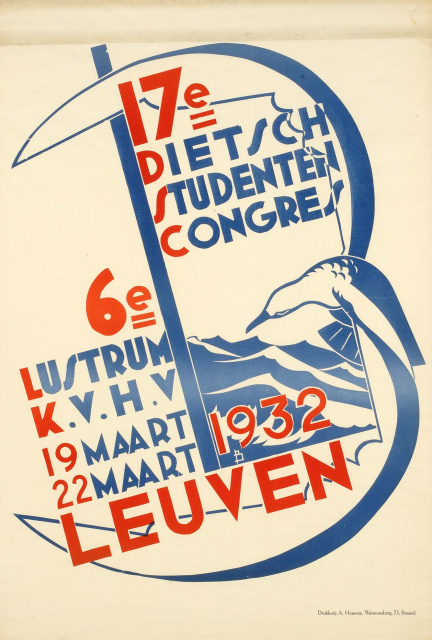 Affiche van het 17de Dietsch Studentencongres, Leuven, 1932. (ADVN, VAFC126)