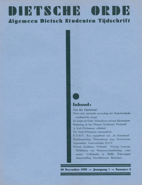Omslag van Dietsche Orde, jg. 1, 30 november 1932, nr. 3. (ADVN, SPE319)