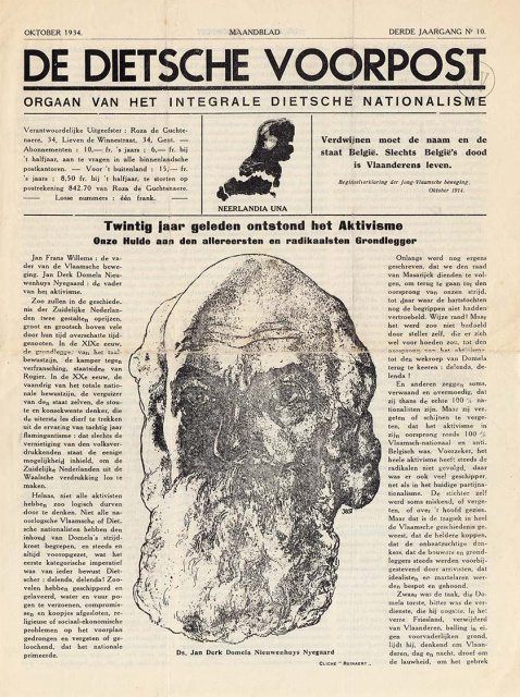 Omslag van De Dietsche Voorpost, jg. 3, oktober 1934, nr. 10. (ADVN, VY900026)