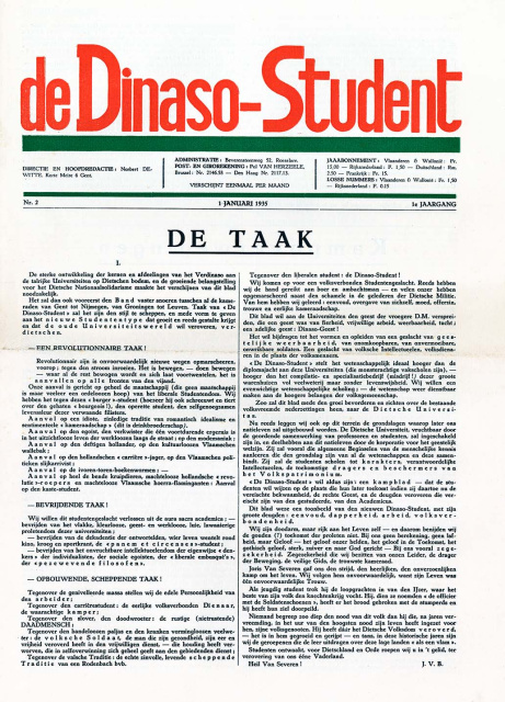 Omslag van De Dinaso-Student, jg. 1, 1 januari 1935, nr. 2. (ADVN, VY900022)