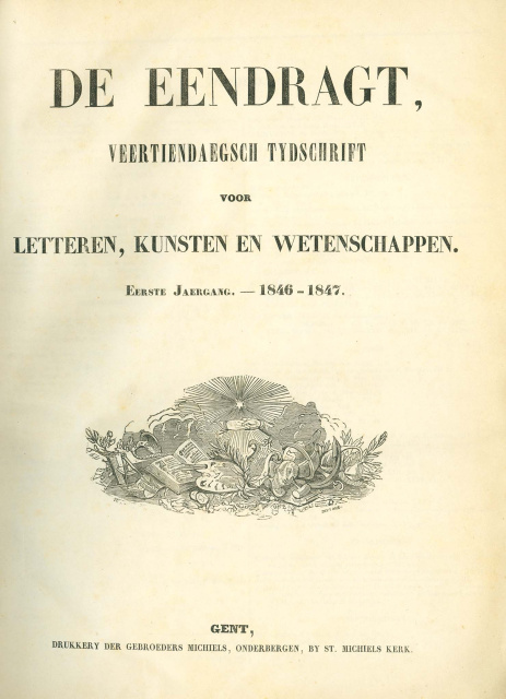De Eendragt publiceerde zijn allereerste nummer op 7 juni 1846 als voortzetting van het Kunst- en Letterblad. (ADVN, VY1228)
