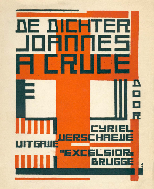 Omslag van Cyriel Verschaeve, De Dichter Joannes a Cruce, uitgegeven door Excelsior, 1926. Omslagontwerp van Jos Léonard. (ADVN, VBL43)