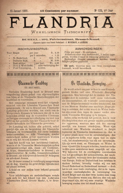 Omslag van Flandria, jg. 4, 15 januari 1888, nr. 125. (ADVN, VY1984)