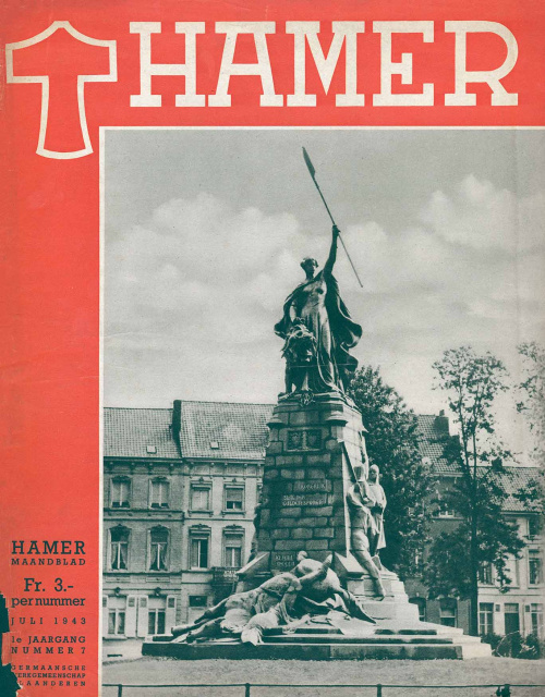 Omslag van het door de Germaansche Werkgemeenschap Vlaanderen opgerichte maandblad Hamer, jg 1, juli 1943, nr. 7.