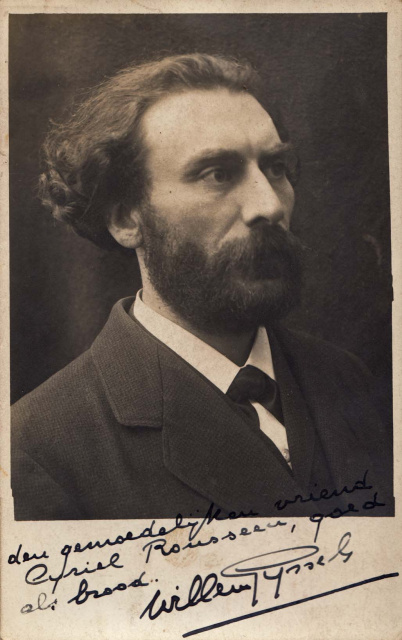 Willem Gijssels, met een opschrift aan Cyriel Rousseeu, mei 1918. Foto Frans Haesen. (ADVN, AC319)