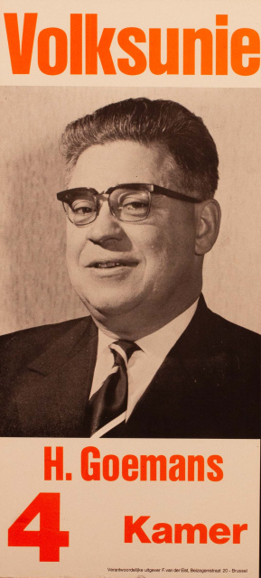 Verkiezingsaffiche van Hector Goemans voor de parlementsverkiezingen van 1977. (ADVN, VAFA31)