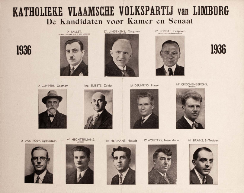 Affiche van de Katholieke Vlaamsche Volkspartij Limburg voor de parlementsverkiezingen van 1936. (ADVN, VAFA118)