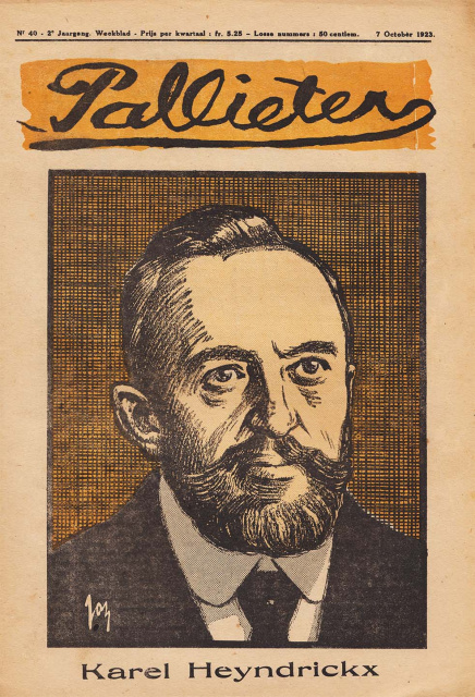 Karel Heynderickx op de omslag van Pallieter, 7 oktober 1923. Tekening Jos de Swerts. (ADVN, VY400)