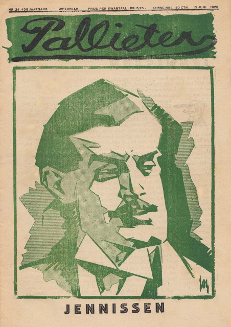 Emile Jennissen op de omslag van Pallieter, 13 juni 1925. Tekening Jos de Swerts. (ADVN, VY400)