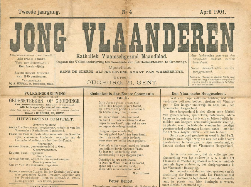 Voorpagina van Jong Vlaanderen, jg. 2, april 1901, nr. 4. (ADVN, VY90000884)