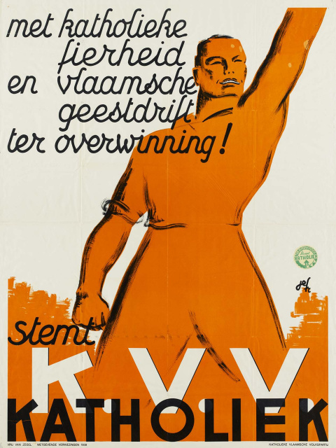 Affiche van de Katholieke Vlaamsche Volkspartij (KVV) voor de parlementsverkiezingen van 1939. (KADOC, kcd000012)