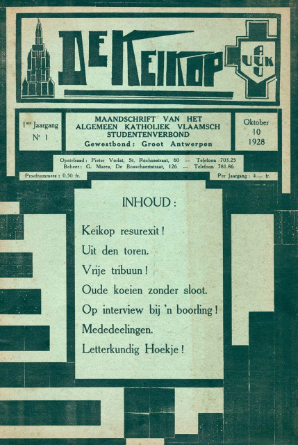 Omslag van De Keikop, jg. 1, 10 oktober 1928, nr. 1. (ADVN, SPE686)