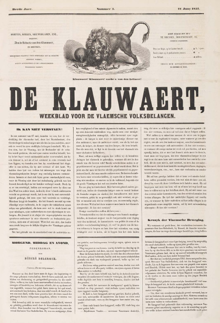 Omslag van De Klauwaert, 21 juni 1857. (Universiteitsbibliotheek Gent)