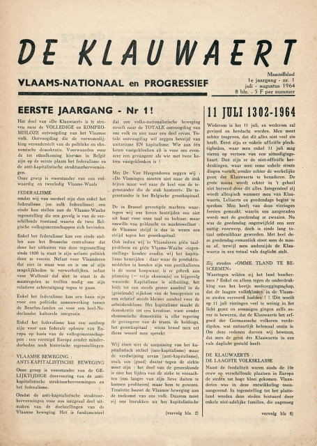 Omslag van De Klauwaert, jg. 1, juli-augustus 1964, nr. 1. (ADVN, SPE710)