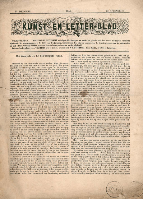 Voorpagina van Kunst- en Letterblad, jg. 6, 1845, nr. 25. (ADVN, VY900000299)