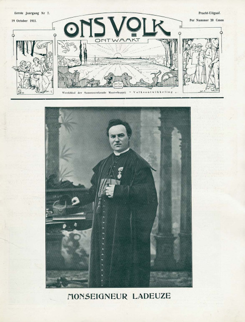 Paulin Ladeuze op de omslag van Ons Volk Ontwaakt, 19 oktober 1911. (ADVN, VY103)