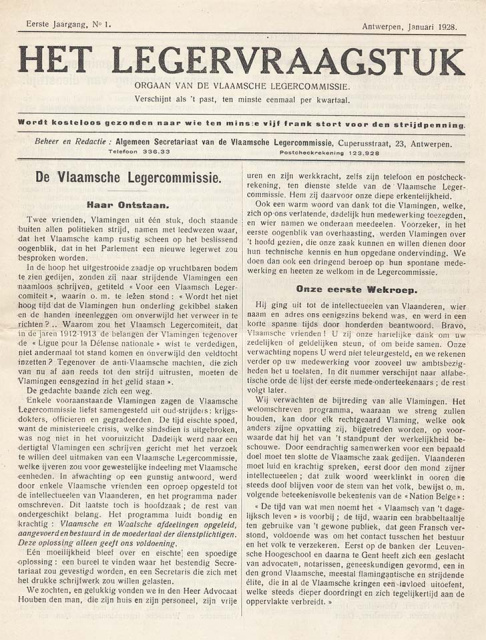 Omslag van Het Legervraagstuk, 1928, jg. 1, nr. 1. (ADVN, VY363)