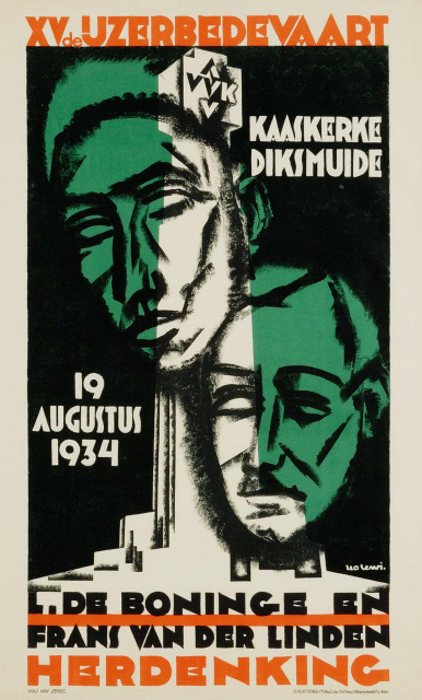 Affiche ontworpen door Leo Lewi voor de vijftiende IJzerbedevaart, 19 augustus 1934. (ADVN, VAFC9)