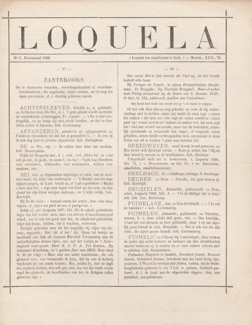 Omslag van Loquela, 1888, nr. 3. (ADVN, SPE3241)